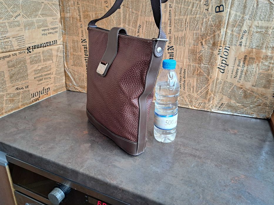 мъжка чанта,кожена Frederic T Paris-естествена кафява кожа