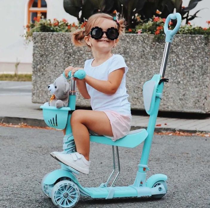 Тротинетка 5в1 с поставка за крачета, широки колела, родителски контро