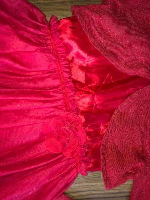 Rochita rosie +2 Bolerouri 7-10ani impecabile H&M