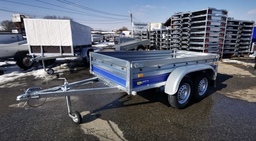 Remorcă nouă Vesta basculabilă , 250x135 cm, 750kg , monoax/dublu ax