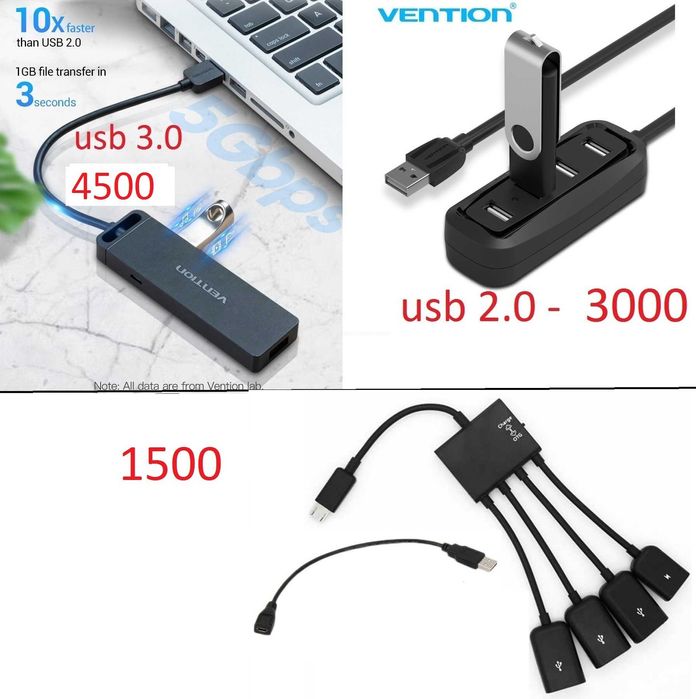 Переходник USB HUB Vention USB 3.0 для флешки