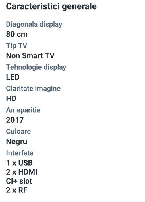 Vand Televizor LG diagonala display 80 cm model 32LJ500U stare impecab
