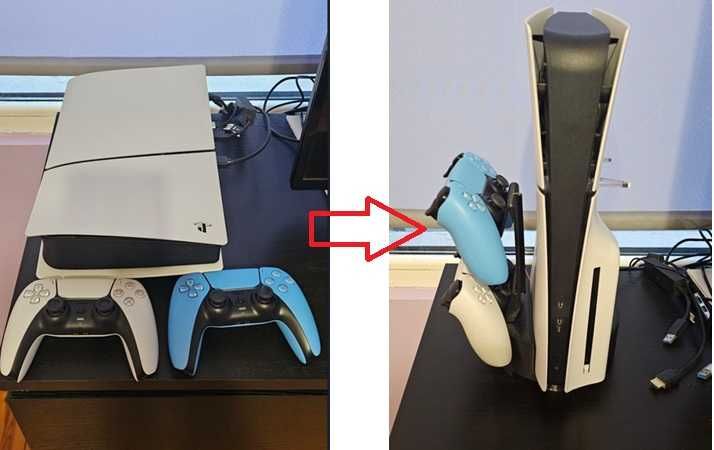 Вертикална стойка за PS5 Slim с Охлаждане и USB Хъб (Cooling Stand)