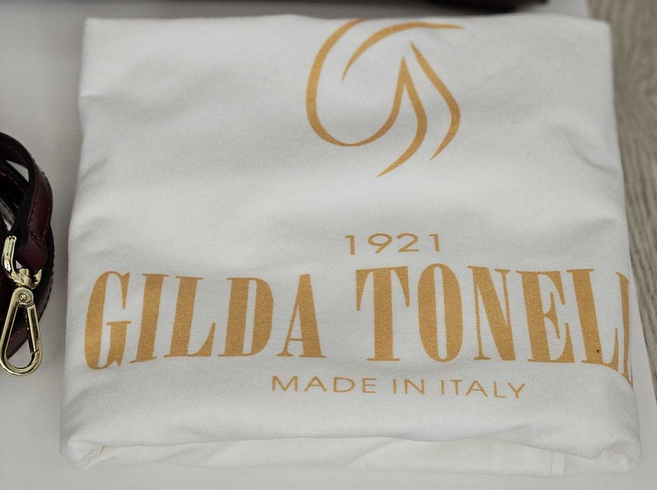 Geantă damă GILDA TONELLI piele naturală lăcuită – bordo/grena