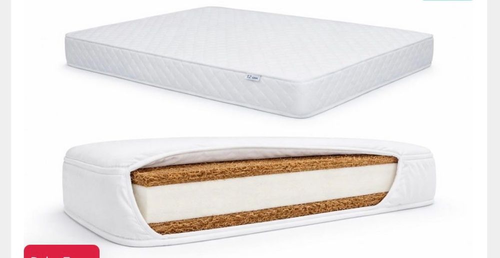 Saltea pentru pătuț nouă ambalată cu husa detasabila din microfibra Cocos   Comfort + 120x60x10  plus husa impermeabilă