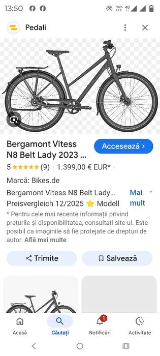 Bicicleta oraș curea Bergamont