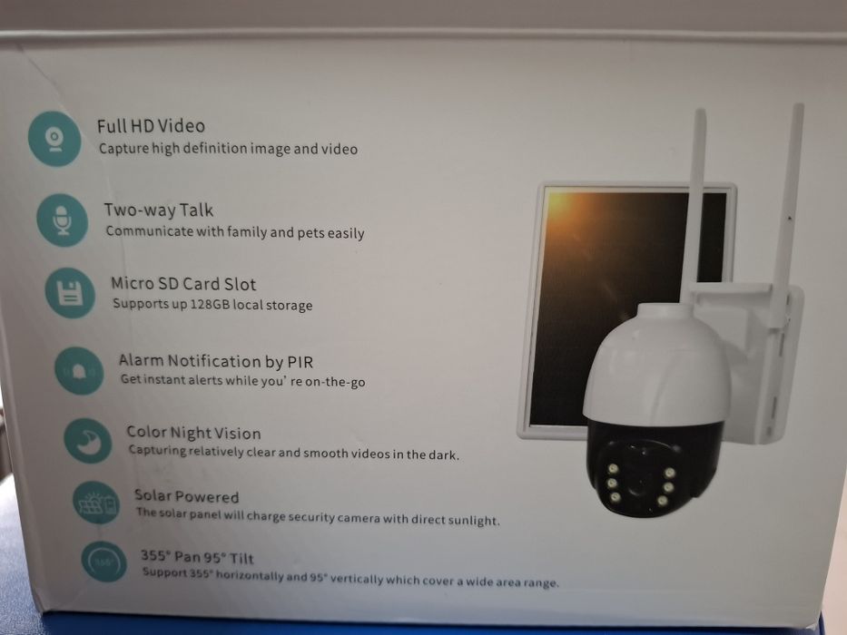 Camera supraveghere solara 360 grade cu sim FULLHD