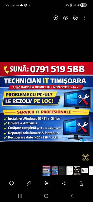 Instalare Windows 11,10,office,Reparații calculatoare,laptop ,Curățare de praf,pastă termică,Upgrade SSD, HDD,RAM,diagnosticare La domiciliu