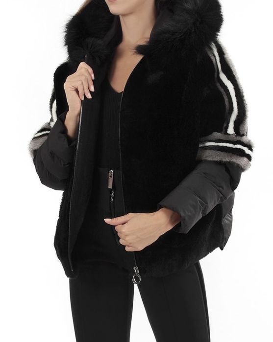 Дамско яке от естествена кожа и текстил