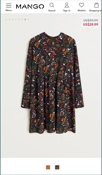 Милое платье Mango размер eur34(XS)