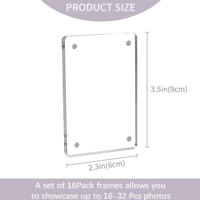 Rame foto magnetice acrilice pentru frigider, pachet de 16