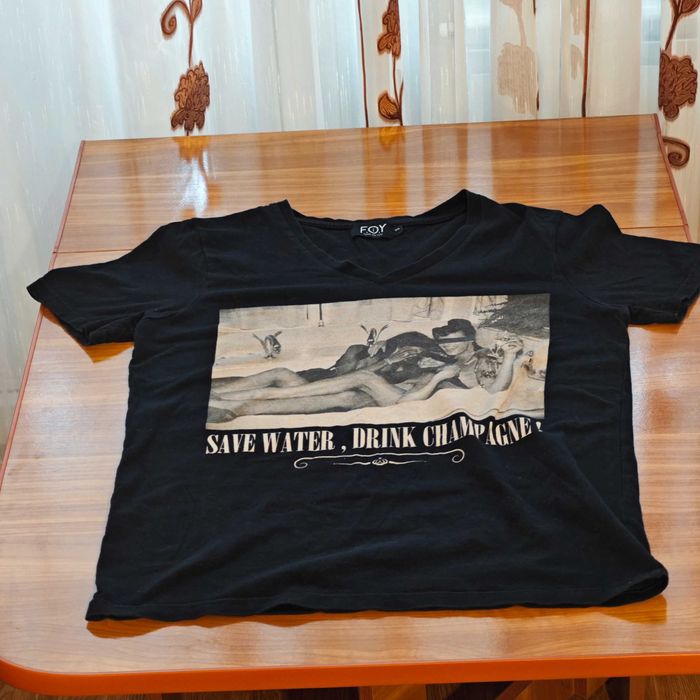 Tricou Fame on You Save Water Drink Champagne / FOY stil Retro Chic S
