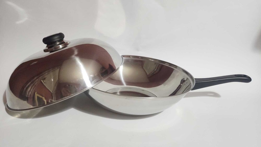 Уок тиган от неръждаема стомана с две дръжки