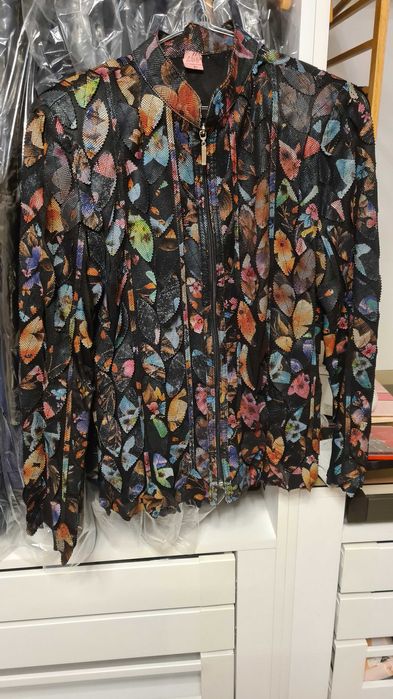 Geaca de piele multicolor