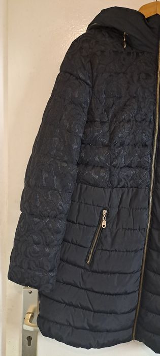 Черно зимно яке  Yani с дантела