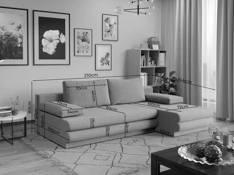 Coltar extensibil / Canapea gri antracit nou