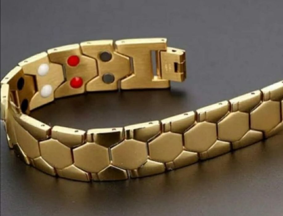 Невероятна масивна златиста магнитна гривна Меркатор с германий 25.56