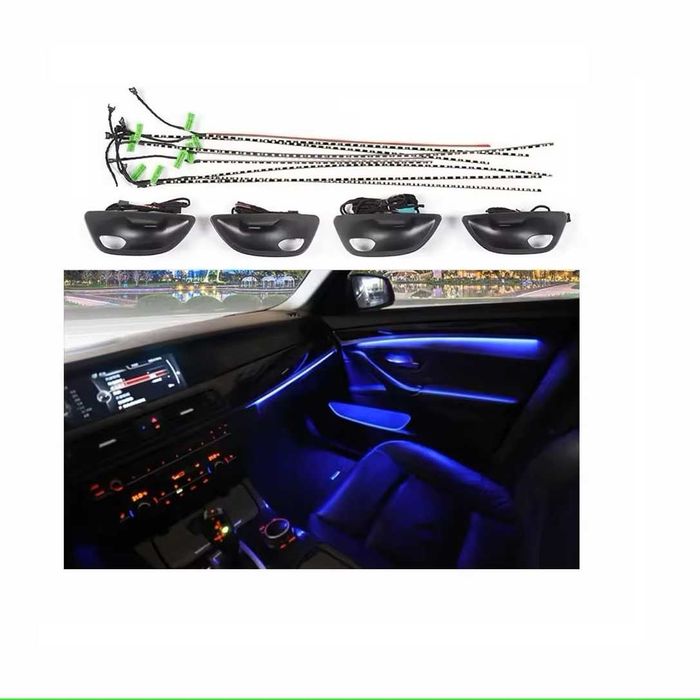 Leduri Ambient Usi 2 Culori Portocaliu si Albastru BMW F10 si F11