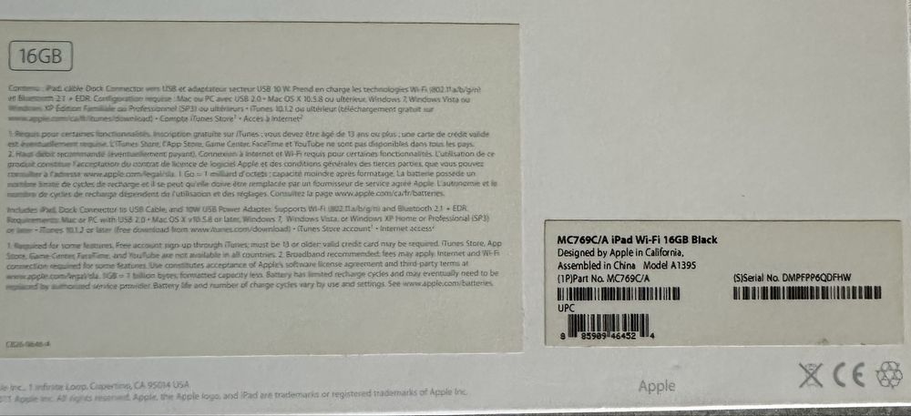 Tabletă Apple IPad Veche (locked, fullbox + husă apple)