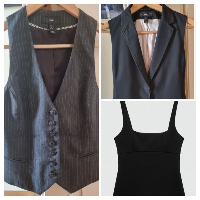 H&M елегантни елеци + MANGO чисто нова, с етикет рокля