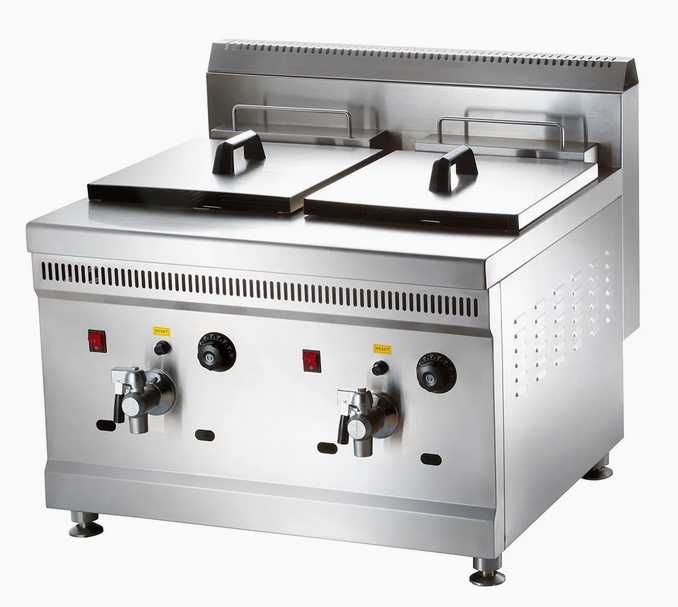 Lichidare Stoc Friteuza Dubla Pe Gaz 18+18L Cu Termostat Profesionala Pret Outlet Noua