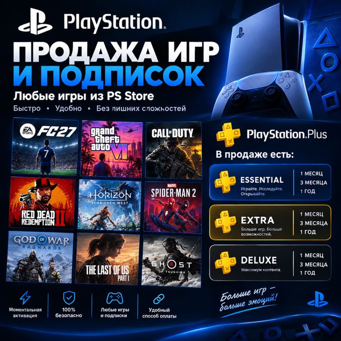 Продажа игр и подписок PS4 PS5 | PS Plus 19.990! | Выезд по Павлодару