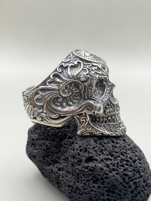 Сребърен пръстен Череп
