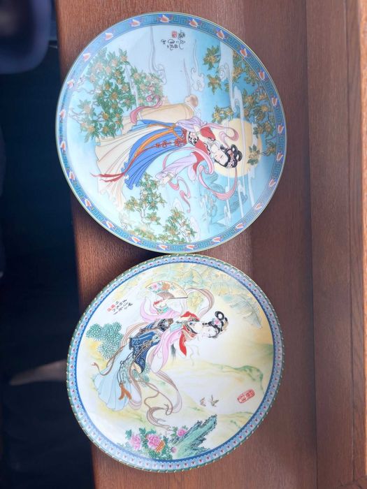 Două farfurii chinezești/porțelan/impecabile/serii limitate/21,5cm.
