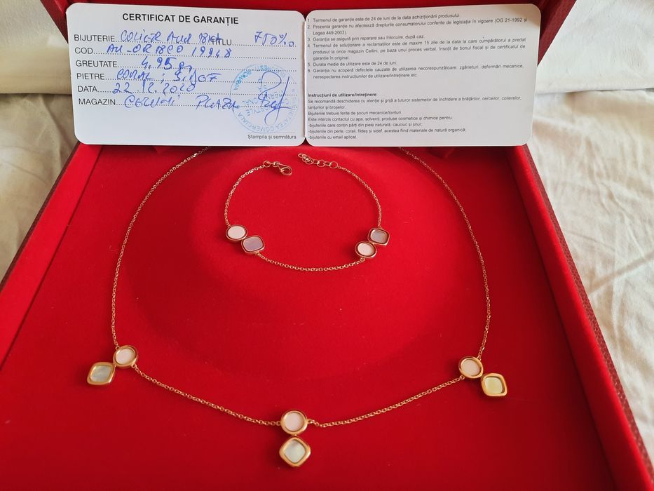 CELLINI Set colier si bratara EVA NOBILE aur roz 18k cu sidef si coral