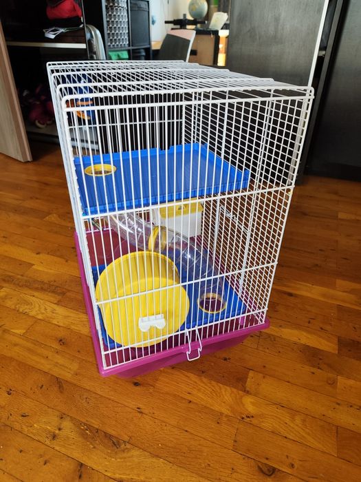 Cușcă hamsteri cu roată, tunel , vas apă/mâncare, casă