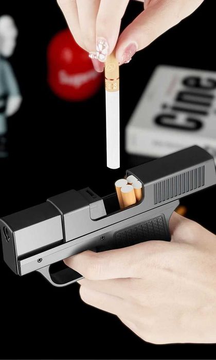 Запалка имитация на пистолет с пълнители за цигари
