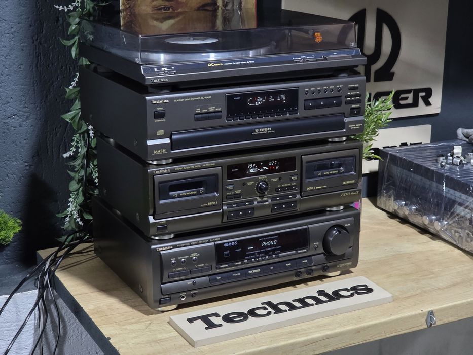 Linie audio TECHNICS, cd player 5 disc, dublu deck, amplituner, pick-up  hifi stereo retro