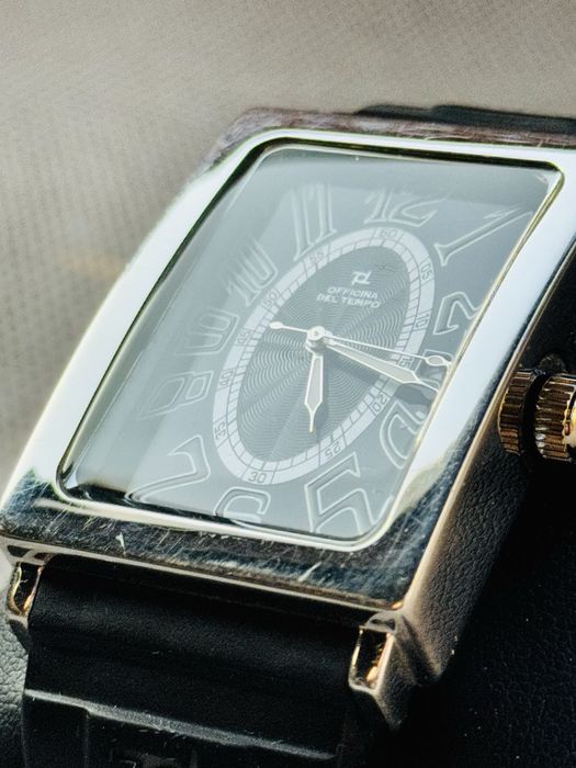 Ceas barbatesc Officina del Tempo Black Guilloche mecanism Quartz