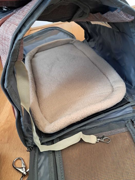 Geanta pentru animale de companie, de mana, 46x26x28 cm, roz deschis