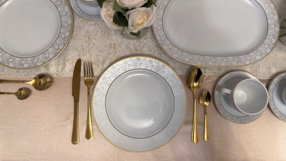 Set tacâmuri din inox auriu finisaj premium 24 piese GLOSS