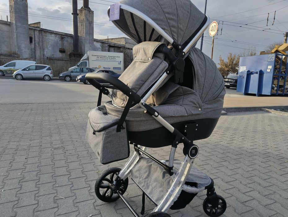 MONI Комбинирана детска количка 2 в 1 POLLY сив