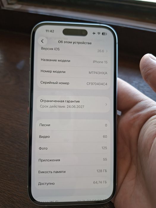 Iphone 15 128gb на гарантии 100% акб