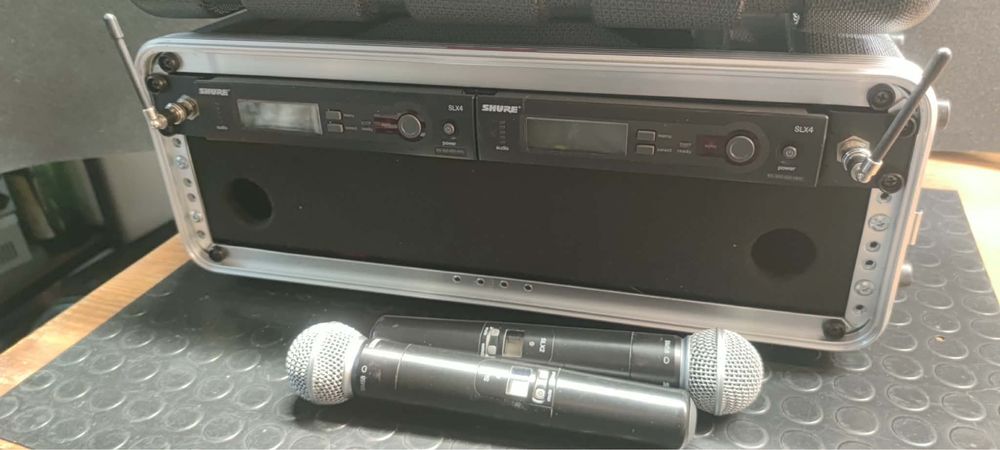 Микрофони- професионален сет 2х Shure SLX4/SLX2 SM58 (R5) в Кейс Proel