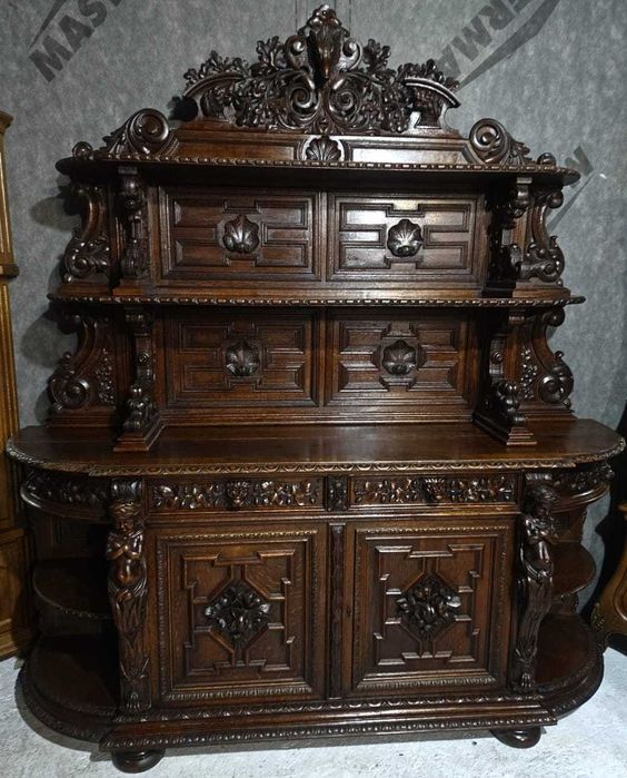 Credent antic din lemn masiv Napoleon lll