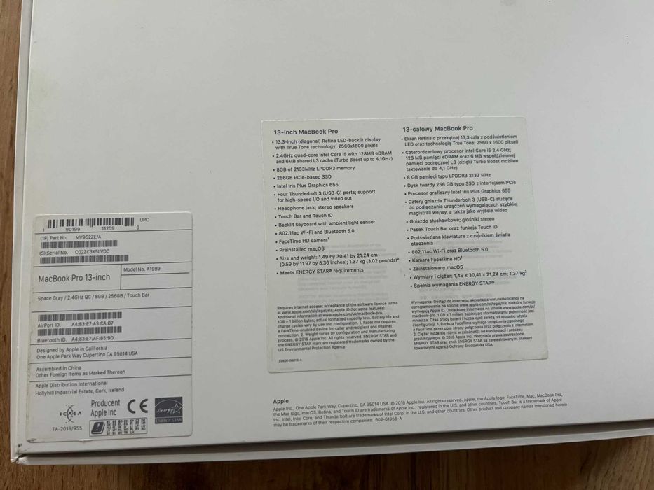 Apple MacBook Pro 13-inch, 2019 Space Gray 256GB