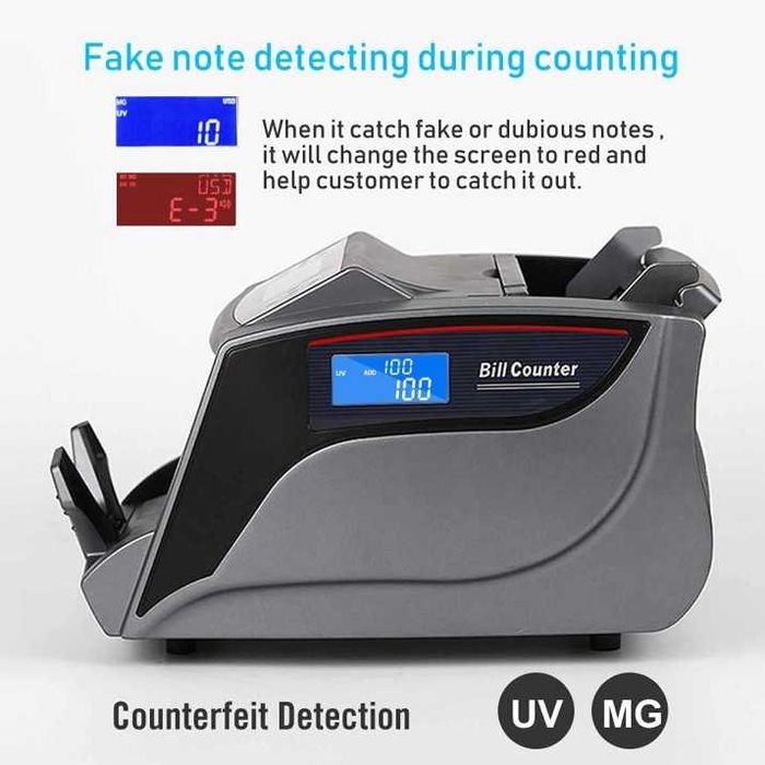 Банкнотоброячна Машина , Проверка на банкноти чрез UV и MG - с собствен цветен LCD и външен LED дисплей