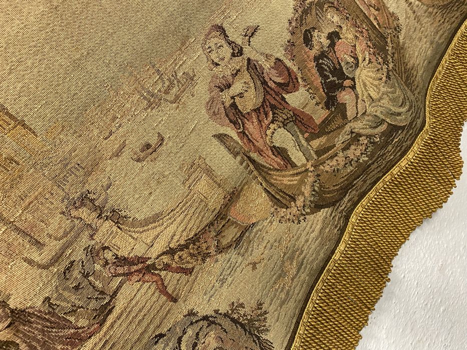 Стар френски гоблен с рамка от бамбук 140/60 см