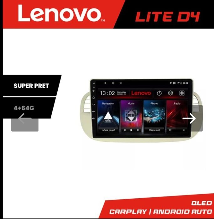 Navigatie Fiat 500 intre anii 2007-2015 Android radio gps internet 4+6