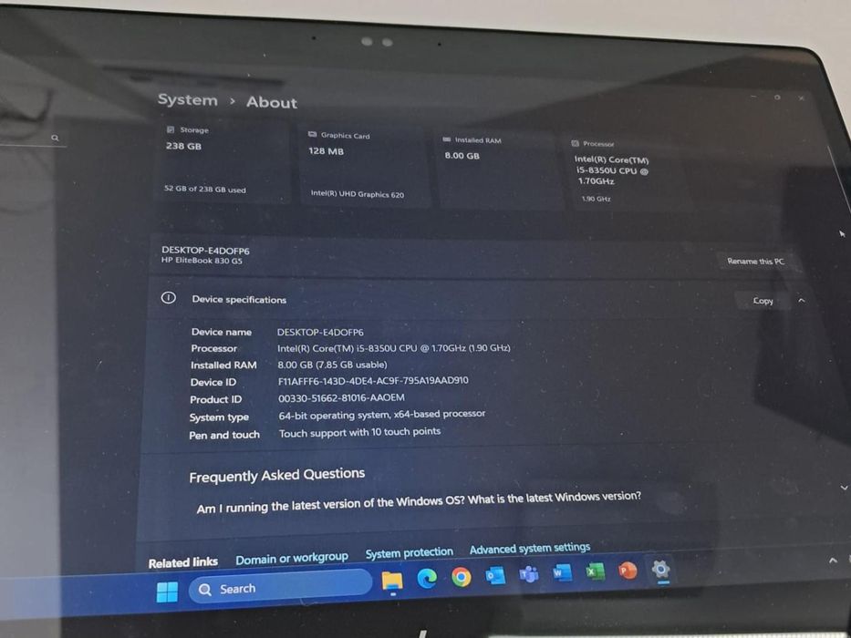 Laptop HP 15.6? FHD Intel Core i5-8350U 3.60GHz, 8G, 256GB SSD -N-