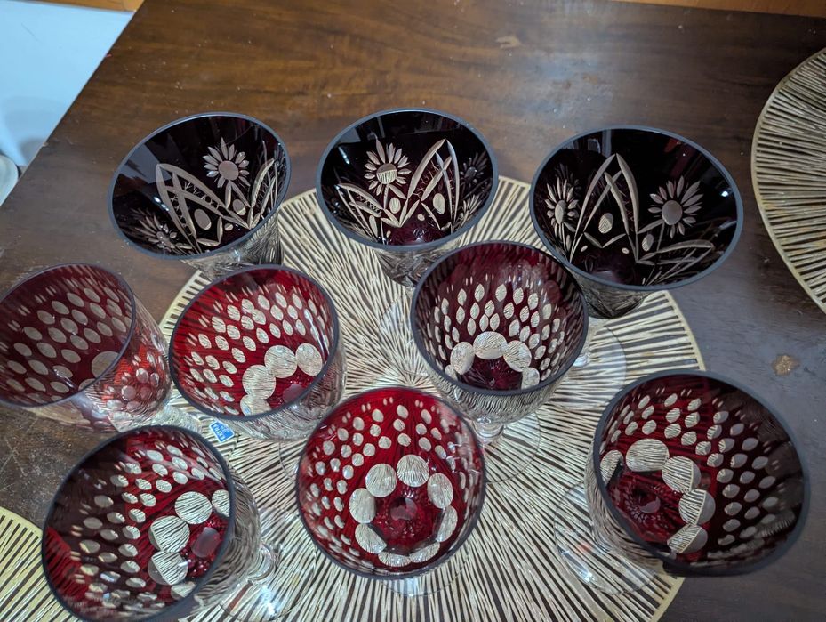 Set pahare cristal roșu (rubin)