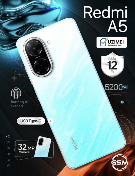Redmi A5 голубой новый не использрвали