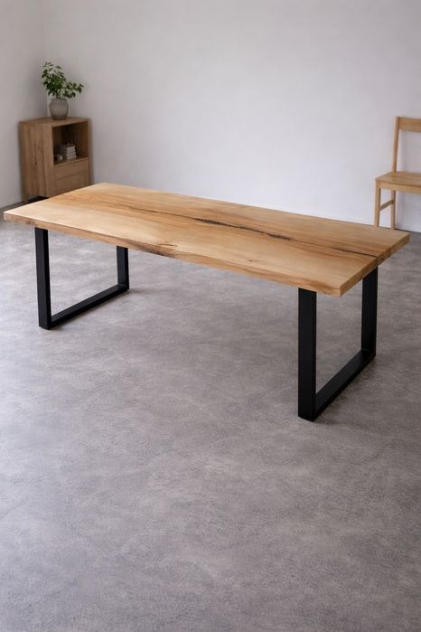 Masă dining din stejar masiv cu rășină epoxidică - live edge natural - 165x65 cm - ATP Wood