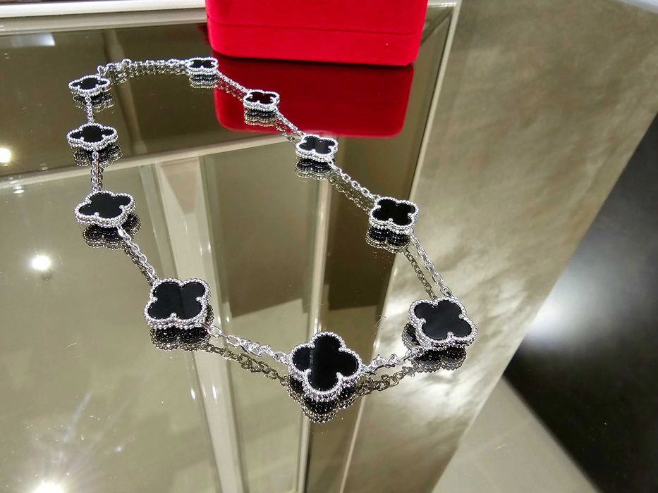 Van Cleef & Arpels VCA Silver Black 10 Motifs Alhambra Дамско Колие