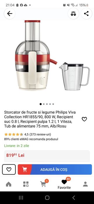 Storcător de fructe și legume Philips