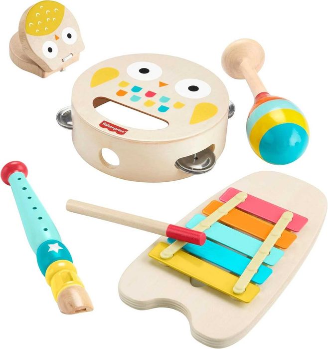 Set instrumente muzicale de jucărie, lemn, fisher-price